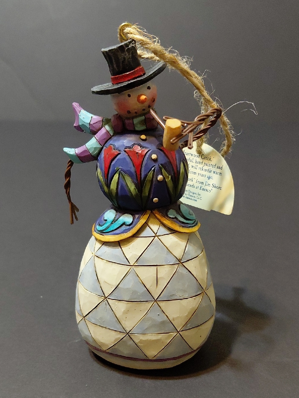NWT 2010 Enesco Jim Shore Heartwood Creek Snowman with Pipe Christmas Ornament